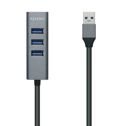 Hub USB 3.0 Aisens in alluminio - Tipo A maschio a 4xTipo A femmina - 10 cm