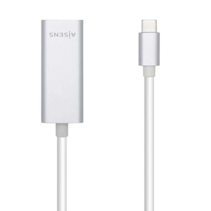 Aisens Convertitore USB3.1 Gen1 USB-C a Ethernet Gigabit 10/100/1000 Mbps - 15 cm - Colore argento