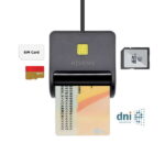 Aisens Lettore di carte d'identità intelligenti con lettore di schede SIM - SD - Micro SD - MMC - RS-MMC - MMC Micro - Colore nero