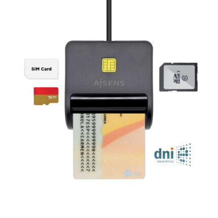 Aisens Lettore di carte d'identità intelligenti con lettore di schede SIM - SD - Micro SD - MMC - RS-MMC - MMC Micro - Colore nero