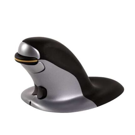 Fellowes Penguin Mouse wireless ergonomico verticale ambidestro - Scorrimento rapido e preciso - Posizione ergonomica e naturale - 1200 dpi - Taglia M