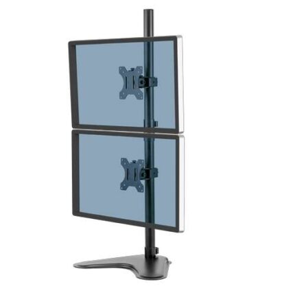 Fellowes Professional Series Supporto con base per doppio monitor verticale - Fino a 32" e 16 kg - Sistema di gestione dei cavi - Colore nero