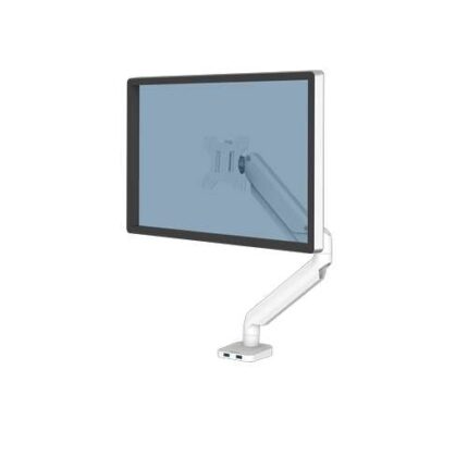 Fellowes Platinum Series Braccio per monitor singolo - Regolabile con molla a gas - 2 porte USB - Sistema di gestione dei cavi - Colore bianco