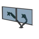 Fellowes Platinum Series Braccio per doppio monitor - Fino a 32" e 8 kg - 2 porte USB - Sistema di gestione dei cavi - Colore nero