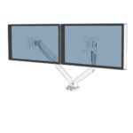 Fellowes Platinum Series Braccio per doppio monitor - Fino a 27" e 9 kg - 2 porte USB - Regolabile con molla a gas - Colore bianco