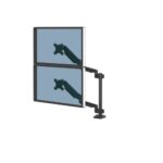 Fellowes Platinum Series Braccio per doppio monitor verticale - Fino a 27" e 8 kg - 2 porte USB - Sistema di gestione dei cavi - Colore nero