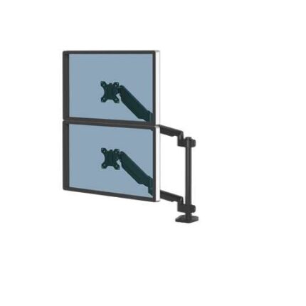 Fellowes Platinum Series Braccio per doppio monitor verticale - Fino a 27" e 8 kg - 2 porte USB - Sistema di gestione dei cavi - Colore nero
