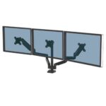 Fellowes Platinum Series Braccio per monitor triplo - Fino a 27" e 7 kg - 2 porte USB - Regolabile con molla a gas - Sistema di gestione dei cavi - Colore nero