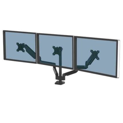 Fellowes Platinum Series Braccio per monitor triplo - Fino a 27" e 7 kg - 2 porte USB - Regolabile con molla a gas - Sistema di gestione dei cavi - Colore nero