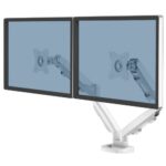 Fellowes Eppa Braccio per doppio monitor - Fino a 39" e 8 kg - Regolabile con molla a gas - Colore bianco