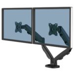 Fellowes Eppa Braccio per doppio monitor - Fino a 39" e 8 kg - Regolabile con molla a gas - Sistema di gestione dei cavi - Colore nero