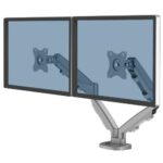Fellowes Eppa Braccio per doppio monitor - Fino a 39" e 8 kg - Regolabile con molla a gas - Colore argento