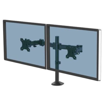 Fellowes Reflex Braccio per doppio monitor - Fino a 27" e 8 kg - Regolabile in altezza e profondità - Gestione cavi integrata - Colore nero
