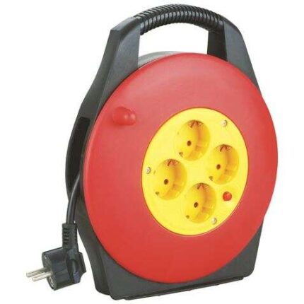 Elbat Avvolgicavo con protezione termica - 4 prese Shuko - Carico massimo avvolto 1100 W