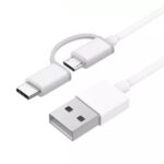 Xiaomi Cavo USB-A a MicroUSB con adattatore USB-C - Lunghezza 1 m - Colore bianco