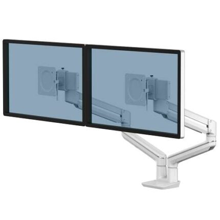 Fellowes Tallo Braccio per doppio monitor - Braccio girevole a 270º - Sistema con molla a gas - Fino a 9 kg - Colore bianco