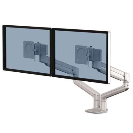 Fellowes Tallo Braccio per doppio monitor - Braccio girevole a 270º - Sistema con molla a gas - Fino a 9 kg - Colore argento