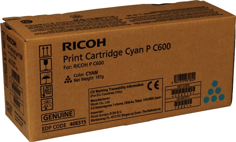 Ricoh PC600 Ciano Cartuccia toner originale - 408315/P C600C Ricoh PC600 Ciano Cartuccia toner originale - 408315/P C600C