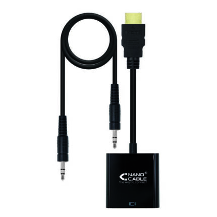 Nanocavo Convertitore HDMI a SVGA+audio - HDMI A/M-SVGA/H+Jack 3.5/H - 10 cm+1