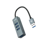 Nanocavo Hub USB 3.0 4xUSB3.0. USB-A/M-USB 3.0/H - Alluminio - 10 cm - Colore grigio