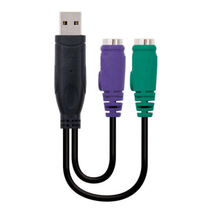 Nanocavo Convertitore PS/2 (tastiera+mouse) a USB - Tipo 2xPS/2/H-A/M - 15 cm - Colore nero