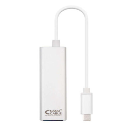 Nanocavo Convertitore da USB-C a Ethernet Gigabit 10/100/1000 Mbps - 15 cm - Colore alluminio