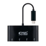 Nanocavo Adattatore USB-C a 4xUSB 3.0. USB-C/M-USB 3.0/H - 10 cm - Colore nero