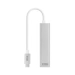Nanocavo Convertitore da USB-C a Ethernet Gigabit + 3xUSB 3.0 - Alluminio - 15 cm - Colore argento