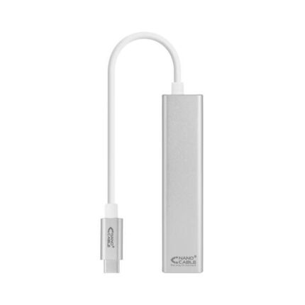 Nanocavo Convertitore da USB-C a Ethernet Gigabit + 3xUSB 3.0 - Alluminio - 15 cm - Colore argento