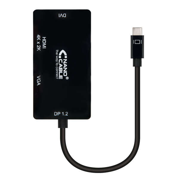 Nanocavo convertitore USB-C a SVGA / DVI / HDMI - 3 in 1. USB-C/M-VGA/H-DVI/H-HDMI/H 4K - 10 cm - Colore nero Nanocavo convertitore USB-C a SVGA / DVI / HDMI - 3 in 1. USB-C/M-VGA/H-DVI/H-HDMI/H 4K - 10 cm - Colore nero