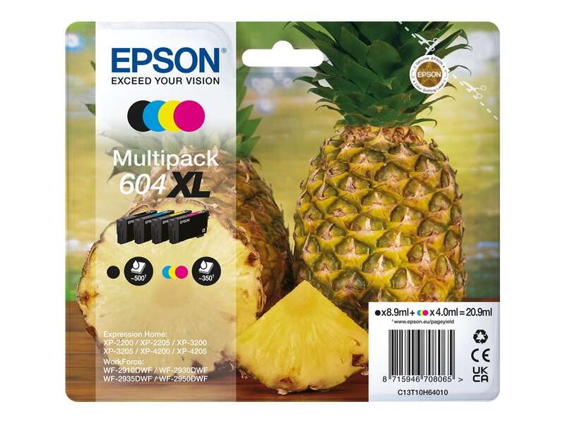Epson 604XL Confezione da 4 cartucce d'inchiostro originali - C13T10H64010 Epson 604XL Confezione da 4 cartucce d'inchiostro originali - C13T10H64010