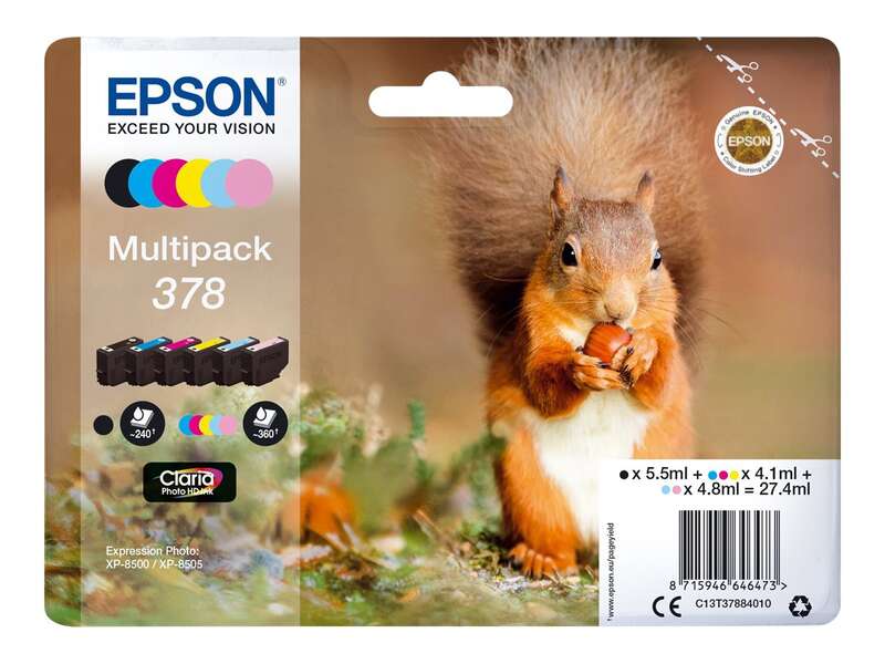 Epson 378 Confezione da 6 cartucce d'inchiostro originali - C13T37884010 Epson 378 Confezione da 6 cartucce d'inchiostro originali - C13T37884010