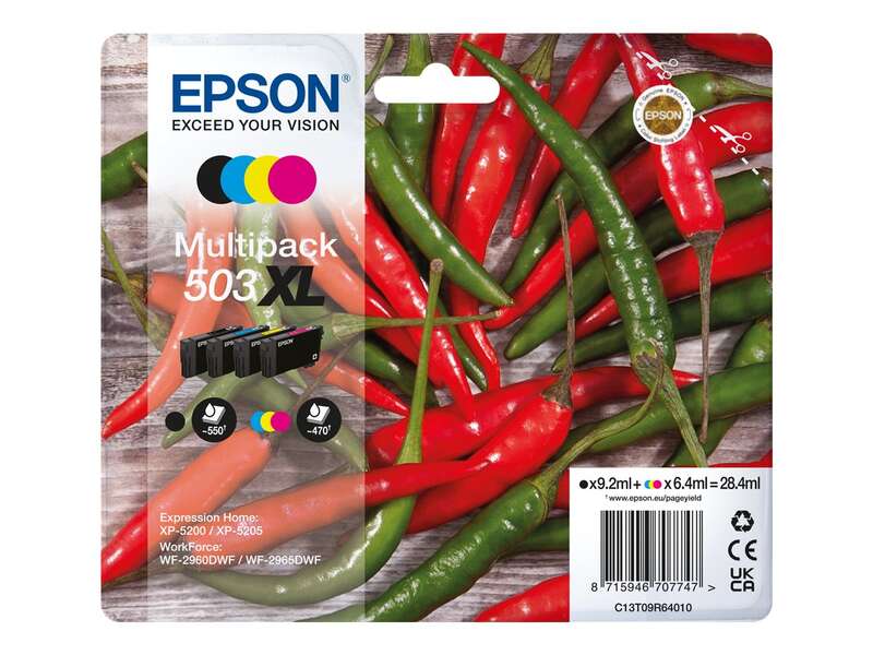 Epson 503XL Confezione da 4 cartucce d'inchiostro originali - C13T09R64010 Epson 503XL Confezione da 4 cartucce d'inchiostro originali - C13T09R64010