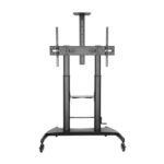 Aisens Supporto da pavimento ECO con ruote e manovella - Vassoio per DVD e supporto per videocamera per monitor/TV - Fino a 100 kg - Da 60 a 100 pollici - Colore nero
