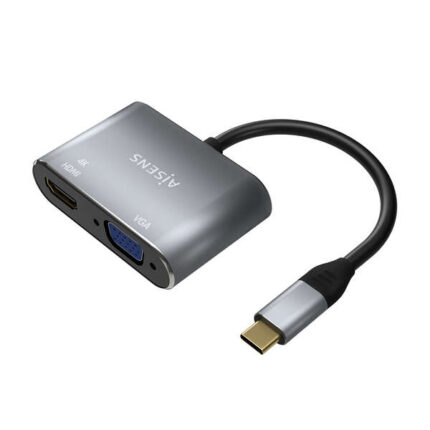 Aisens Convertitore USB-C a VGA/HDMI 4K - USB-C/M-VGA/H-HDMI/H - 15CM - Colore grigio