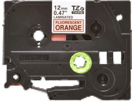 Brother TZeB31 Nastro laminato fluorescente originale per etichette - Testo nero su sfondo arancione - Larghezza 12 mm x 5 metri