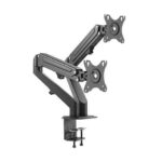 Cromad Supporto da tavolo con pistone a gas per 2 monitor da 17"-27" - Regolabile in altezza