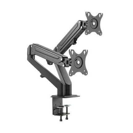 Cromad Supporto da tavolo con pistone a gas per 2 monitor da 17"-27" - Regolabile in altezza