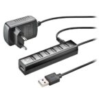 NGS Ihub7 Tiny Hub USB 2.0 - 7 porte USB 2.0 - Adattatore di alimentazione - Velocità fino a 480 Mbps