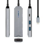 Aisens USB-C Dock 4 in 1 - USB-C a 1xHDMI - 2xUSB - 1xPD - 15 cm - Colore grigio