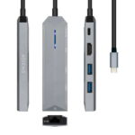 Aisens USB-C Dock 5 in 1 - USB-C a 1xHDMI - 1xRJ45 - 2xUSB - 1xPD - 15 cm - Colore grigio
