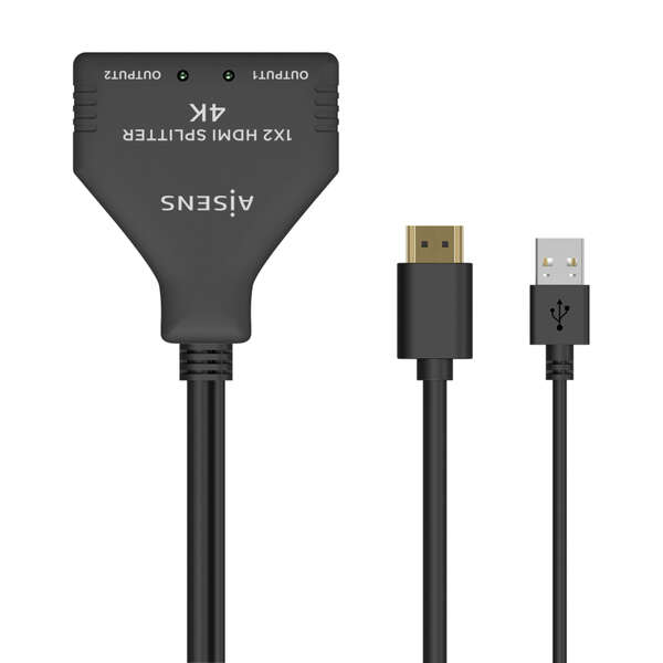Aisens HDMI Duplicatore 4K@30HZ 1×2 con alimentazione USB e cavo - 30 cm - Colore nero Aisens HDMI Duplicatore 4K@30HZ 1×2 con alimentazione USB e cavo - 30 cm - Colore nero