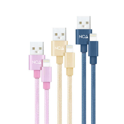 Nanocable Confezione da 3 cavi intrecciati USB-A maschio a Lightning maschio - Lunghezza 1 m - Colori rosa