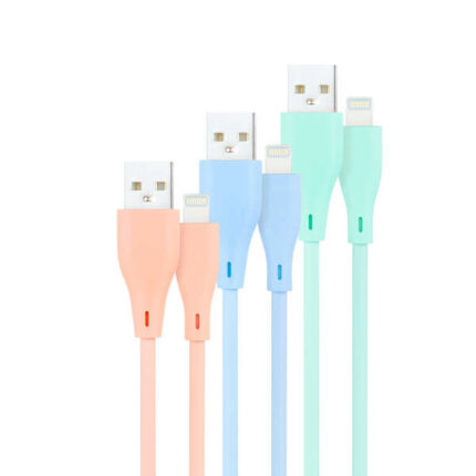 Nanocavo Confezione da 3 cavi USB-A maschio a Lightning maschio - Lunghezza 1 m - Colori pastello rosa