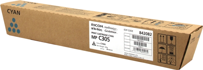 Ricoh Aficio MP-C305/MP-C305SPF Ciano Cartuccia toner originale - 842082/841595/MPC305E Ricoh Aficio MP-C305/MP-C305SPF Ciano Cartuccia toner originale - 842082/841595/MPC305E