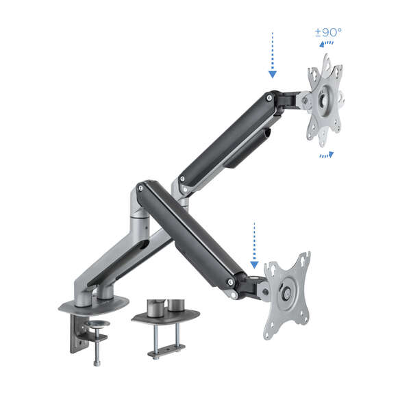 Tooq Supporto da tavolo per schermi girevole e inclinabile a 2 bracci 17-32" - Colore grigio Tooq Supporto da tavolo per schermi girevole e inclinabile a 2 bracci 17-32" - Colore grigio