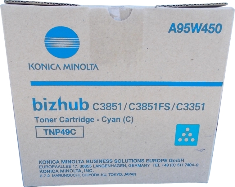 Konica Minolta TNP49 Ciano Cartuccia toner originale - TNP49C/A95W450 Konica Minolta TNP49 Ciano Cartuccia toner originale - TNP49C/A95W450