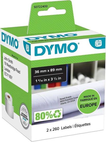 Dymo LW 99012 Etichette originali autoadesive grandi per indirizzi - 36x89 mm - 520 unità - S0722400