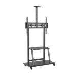 Aisens Supporto da pavimento Eco con ruote - Vassoio per DVD e supporto per telecamera per monitor/TV 150 kg da 37-100 - Colore nero