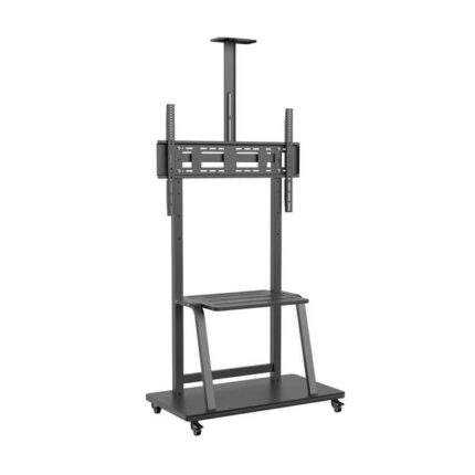 Aisens Supporto da pavimento Eco con ruote - Vassoio per DVD e supporto per telecamera per monitor/TV 150 kg da 37-100 - Colore nero